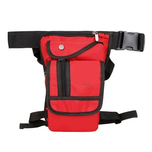 GXMDSGZ Beintasche Motorrad Nylon Herren Drop Leg Bag Motorrad Taille Fanny Pack Multifunktions-Messenger Schultertaschen Reise Hüftgürtel Oberschenkeltasche(Red) von GXMDSGZ