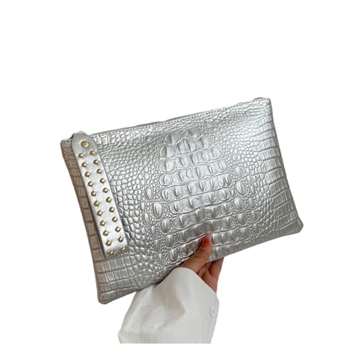 GXMDSGZ Clutch Damen Luxus Handtaschen Frauen Tasche PU Leder Clutch Damen Abend Umschlag Tasche Weibliche Tag Clutches Geldbörse Tragbare Armband Tasche FüR Hochzeit Party(C Silvery 1) von GXMDSGZ