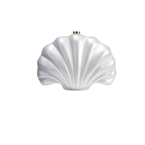 GXMDSGZ Damen Shell Clutch Lady Abendtasche Party Prom StoneHandbag Luxus Frauen Hochzeit Braut Handtasche Tasche(White) von GXMDSGZ