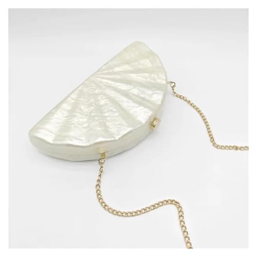 GXMDSGZ Frau fächerförmige Abend Clutch Mode Kette Schulter Umhängetasche Luxus Hochzeit Party Handtasche Tasche(White) von GXMDSGZ
