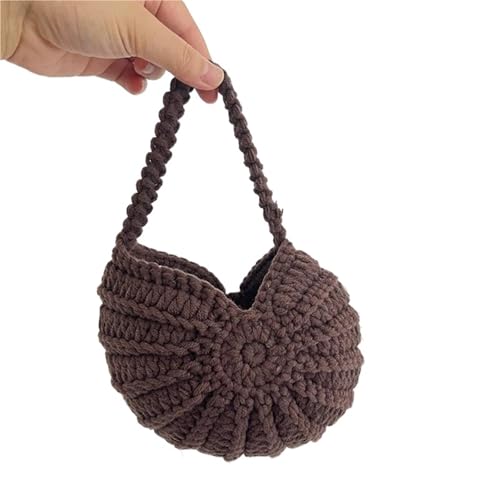 GXMDSGZ Handgewebte Tasche for Damen, Muschelschale, Umhängetasche, süße Perlenketten, handgefertigt, gewebt, kleine Handtaschen(Dark Grey) von GXMDSGZ