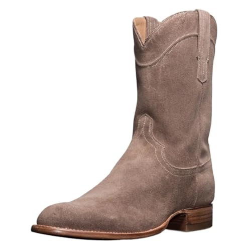 GXMDSGZ Herren Cowboystiefel Einfache mittelgroße Stiefel Herren- und Damenstiefel Plateaustiefel Herbst-Winter-Cowboystiefel Schuhgröße 38-48(GRAY,39) von GXMDSGZ
