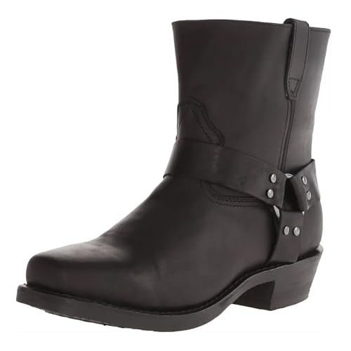 GXMDSGZ Herren Cowboystiefel Retro-Cowboystiefel for Herren, wadenlange Stiefel, Lederstiefel for Männer, Schlupfschuhe, Winterstiefeletten, Ritterstiefel, Größe 48(Black,7.5) von GXMDSGZ