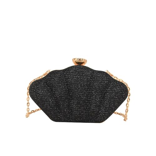 GXMDSGZ Lässige Muschelform Abendbanketttasche Glitzer Strass Box Handtasche Große Kapazität Umhängetasche Damen Clutch Party(Black) von GXMDSGZ