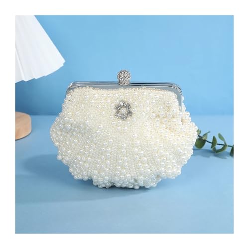 GXMDSGZ Luxuriöse Hochzeitsperlentasche Muschel Abendhandtasche, Damen Perlen Abendtasche Kaskadierende Strass Ausgefallene Clutch(DS1089beige) von GXMDSGZ