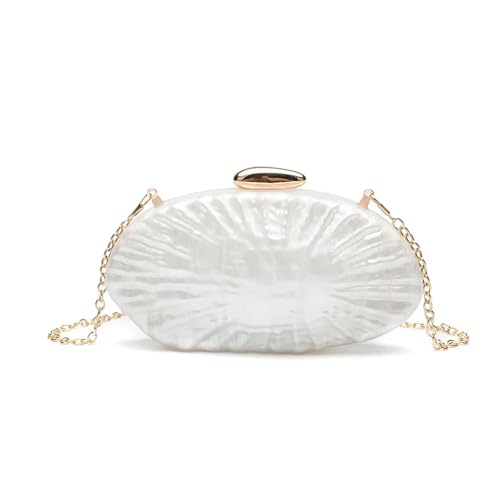 GXMDSGZ Muscheltasche mit unregelmäßigem Muster, Temperament, Bankettbox, Clutch, Abend-Make-up, kastenförmige Umhängetaschen Perlglanzeffekt(White) von GXMDSGZ