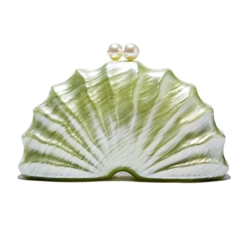 Mode Shell Clutch Bag Frauen Abend Party süße Geldbörse Dame Hochzeit Perle Handtaschen Kette Schultertasche(Green) von GXMDSGZ