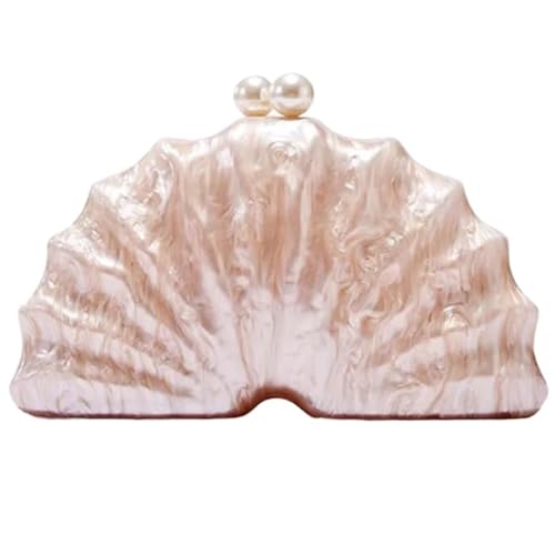 Mode Shell Clutch Bag Frauen Abend Party süße Geldbörse Dame Hochzeit Perle Handtaschen Kette Schultertasche(Light brown) von GXMDSGZ
