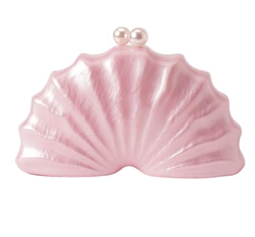 Mode Shell Clutch Bag Frauen Abend Party süße Geldbörse Dame Hochzeit Perle Handtaschen Kette Schultertasche(Pink) von GXMDSGZ
