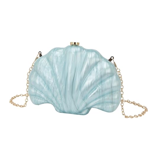 Muschelform Clutch Handtasche Damen Hochzeit Abend Denner Party Niedlich Elfenbein Perle Farbe Geldbörse Sommer(Color 1) von GXMDSGZ