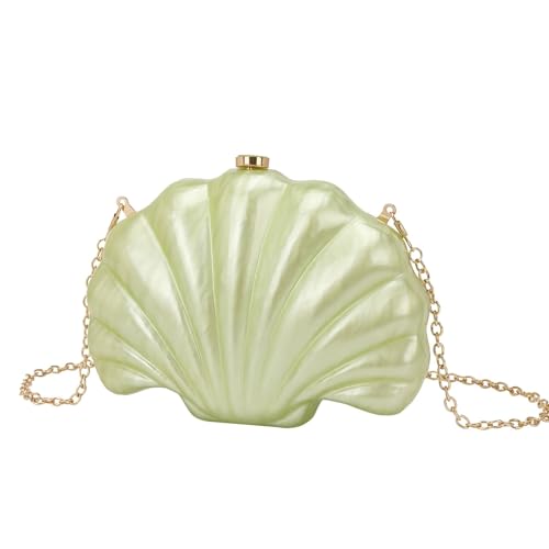 Muschelform Clutch Handtasche Damen Hochzeit Abend Denner Party Niedlich Elfenbein Perle Farbe Geldbörse Sommer(Color 7) von GXMDSGZ