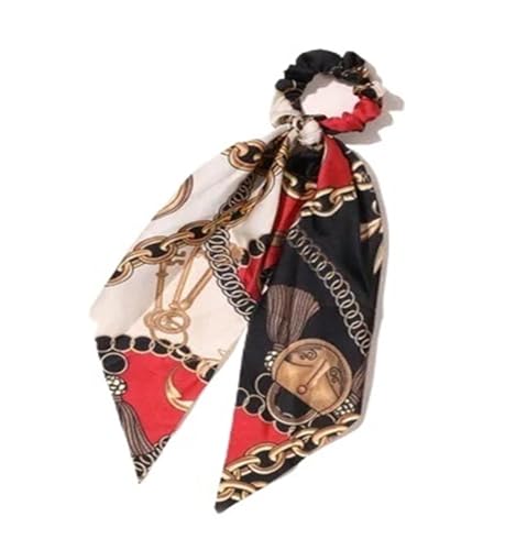 Seide Kopftuch Bandanas Blumendruck Schleife Satin Langes Band Pferdeschwanz Schal Haargummi Haargummis Frauen Mädchen Elastische Haarbänder Haarschmuck FüR Den Strand(33) von GXMDSGZ