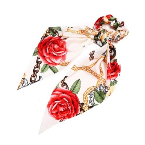 Seide Kopftuch Bandanas Blumendruck Schleife Satin Langes Band Pferdeschwanz Schal Haargummi Haargummis Frauen Mädchen Elastische Haarbänder Haarschmuck FüR Den Strand(43) von GXMDSGZ