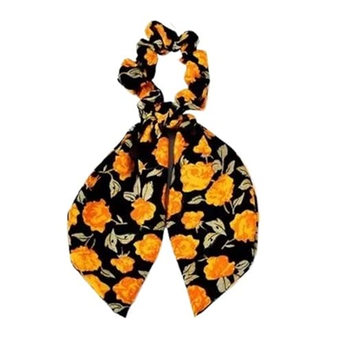 Seide Kopftuch Bandanas Blumendruck Schleife Satin Langes Band Pferdeschwanz Schal Haargummi Haargummis Frauen Mädchen Elastische Haarbänder Haarschmuck FüR Den Strand(67) von GXMDSGZ