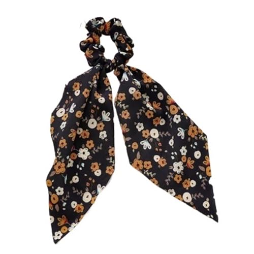 Seide Kopftuch Bandanas Blumendruck Schleife Satin Langes Band Pferdeschwanz Schal Haargummi Haargummis Frauen Mädchen Elastische Haarbänder Haarschmuck FüR Den Strand(Color-34) von GXMDSGZ