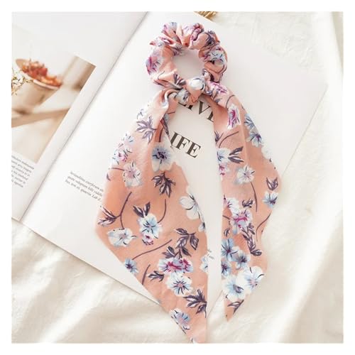 Seide Kopftuch Bandanas Drucken Chiffon Lange Band Haargummis Frauen Mädchen Pferdeschwanz Schal Elastische Haarbänder Krawatten Haarschmuck FüR Den Strand(Color-17) von GXMDSGZ