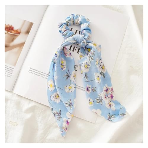 Seide Kopftuch Bandanas Drucken Chiffon Lange Band Haargummis Frauen Mädchen Pferdeschwanz Schal Elastische Haarbänder Krawatten Haarschmuck FüR Den Strand(Color-18) von GXMDSGZ