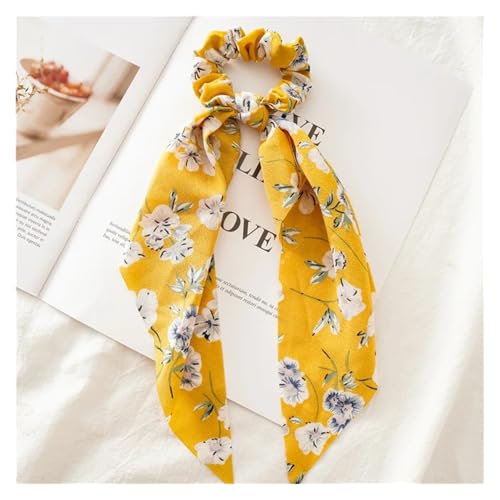 Seide Kopftuch Bandanas Drucken Chiffon Lange Band Haargummis Frauen Mädchen Pferdeschwanz Schal Elastische Haarbänder Krawatten Haarschmuck FüR Den Strand(Color-21) von GXMDSGZ