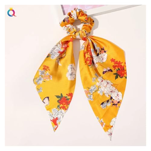 Seide Kopftuch Bandanas Drucken Chiffon Lange Band Haargummis Frauen Mädchen Pferdeschwanz Schal Elastische Haarbänder Krawatten Haarschmuck FüR Den Strand(Color-61) von GXMDSGZ