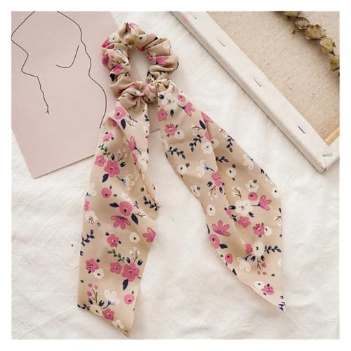 Seide Kopftuch Bandanas Drucken Schleife Scrunchies Haarband for Frauen elastisches Haarband Mädchen Schachtelhalm Haargummis Haar-Accessoires FüR Den Strand(Style 14-5) von GXMDSGZ