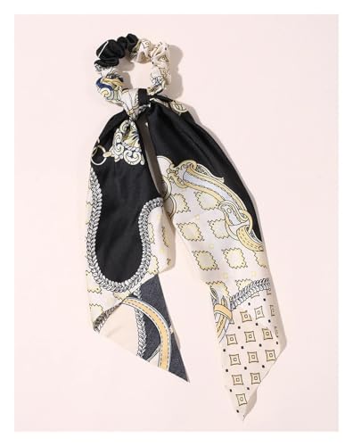 Seide Kopftuch Bandanas Drucken Schleife Scrunchies Haarband for Frauen elastisches Haarband Mädchen Schachtelhalm Haargummis Haar-Accessoires FüR Den Strand(Style 3-3) von GXMDSGZ