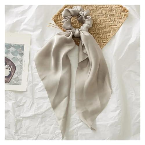 Seide Kopftuch Bandanas Süße lange Band solide Schleife Haargummis Satin Pferdeschwanz Haargummis Frauen Mädchen elastische Haarbänder Kopfbedeckung Haar-Accessoires FüR Den Strand(Gray) von GXMDSGZ