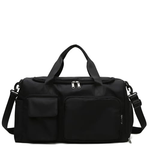 wasserdichte Gym Fitness Yoga Sporttaschen for Frauen Handgepäck Reisetaschen Große Kapazität Weekender Übernachtung Duffle Gepäck Handtasche(Black) von GXMDSGZ
