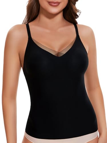 GXOULRRA V Lace Wireless Camisole Tank Tops für Frauen Nahtlose Spaghettiträger Camis, Schwarz, 3X-Groß von GXOULRRA