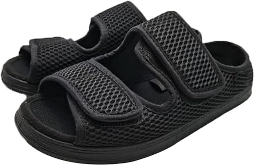 GXQFF Diabetiker Sandalen Herren Extra Weit Schuhe Ohne SchnüRsenkel Diabetiker Schuhe Extra Weit Gesundheitsschuhe Herren Mit Klettverschluss Breit Hausschuhe Senioren-001||40 EU von GXQFF