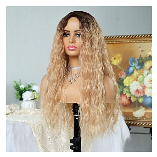 GXXDM Blonde Curl Wave Synthetische Perücke Mit Dunklen Wurzeln Ombre Ingwer Orange Hair Wavy Synthetic Perücke Für Frauen Cosplay Party Tägliche Verwendung von GXXDM