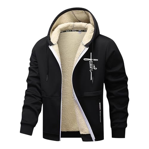 GXYANiaoy Jacke Herren - Gefütterte Jacke Mit Kapuze Männer Einfarbiges Mantel Mit Reißverschluss Winddicht Outdoorjacke Wärmend Jacke Mantel Wintermantel von GXYANiaoy