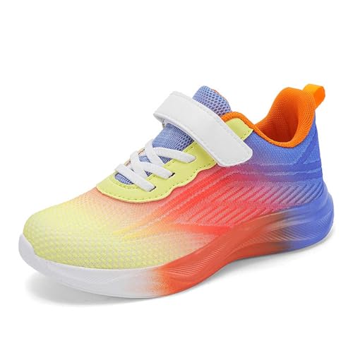 Hallenturnschuhe Mädchen - Turnschuhe Mädchen Mit Fluoreszierenden Mustern Leichtes & Flexibles Material Ergonomische Sohlenform Schnelle Anpassung Per Kordel Gut Für Gymnastik & Spielzeit Im Freien von GXYANiaoy
