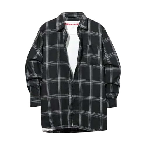 Herren Freizeithemd Regular Fit, Button Down Check Kariert Kariertes Trachtenhemd mit Brusttasche Langarm Normale Passform Karohemd Lässiges Weiche Qualität Karo Hemd Casual Baumwolle Hemden von GXYANiaoy