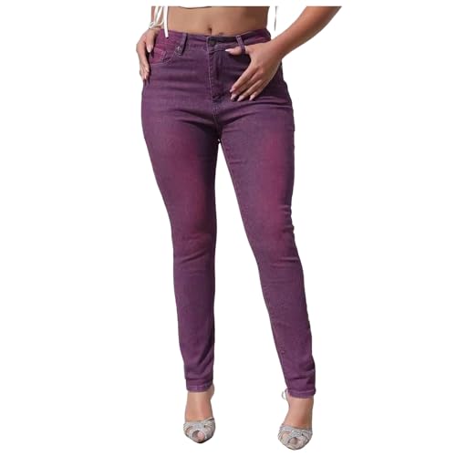 Jeanshose Damen High Waist Fashion Lang Jeans Freizeithose Skinny Sommer Slim Fit Elegant Jeanshose Jeggings Mit Taschen Stretch Freizeit Leicht Hose Trousers von GXYANiaoy