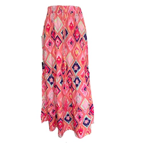 Rock Damen Lang, Boho Blumen Hohe Elastische Taille mit Taschen und Gürtel High Strandrock Stretch Pull On Freizeitrock Elegant Gedruckte A Linie Blumenrock Lässig Holiday Beach Faltenrock von GXYANiaoy