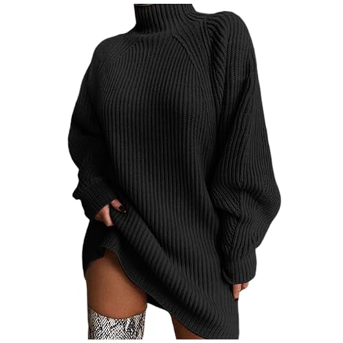 strickpullover damen schwarz v ausschnitt, Strickpullover Damen, Kaschmir Strickrock Oversize Winterpullover Merinowolle Pulli Langarm Strickpulli Lang Pullover Winter Grobmaschig Turtleneck von GXYANiaoy