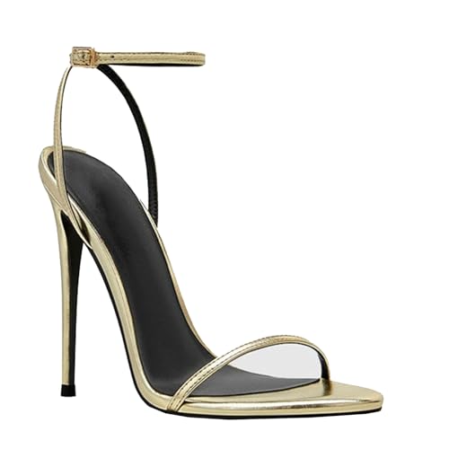 Damen High Heels Stilettos mit Runder Zehen Riemchen Sandalen Slingback Knöchelriemen Party Hochzeit Abendschuhe 12 cm-Gold||41 Damen High Heels Stilettos mit Runder Zehen Riemchen Sandalen Slingback Knöchelriemen Party Hochzeit Abendschuhe 12 cm-Gold||41 von GXYHJVMFPSC