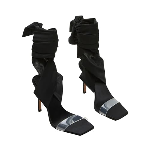 GXYHJVMFPSC High Heels Damen Knöchelriemchen Sandalen Stilettos Square Toe Pumps Party Abendschuhe 12 Cm-black||41 von GXYHJVMFPSC