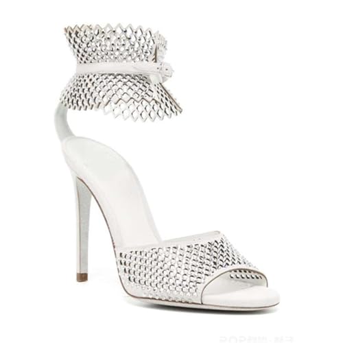 GXYHJVMFPSC High Heels Damen Offene Runde Zehen Stiletto Strass Sandalen Kleid Sommer Pumps Schuhe 12CM-white||41 GXYHJVMFPSC High Heels Damen Offene Runde Zehen Stiletto Strass Sandalen Kleid Sommer Pumps Schuhe 12CM-white||41 von GXYHJVMFPSC