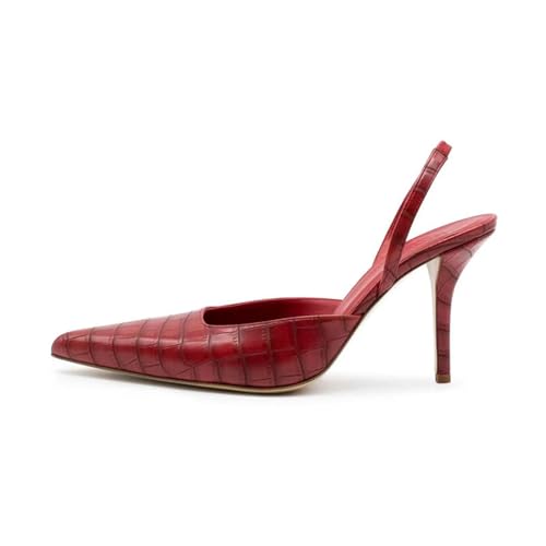 GXYHJVMFPSC High Heels Damen Slingback Pumps Spitzschuh Slip On Stiletto Sandalen Kleid Party Sommerschuhe 9 Cm-red||40 von GXYHJVMFPSC