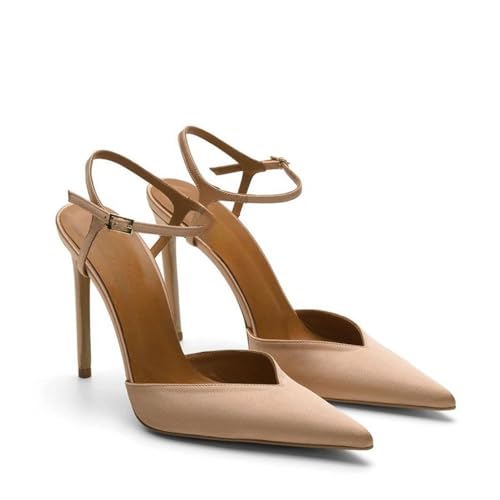 High Heels Damen Slingback Geschlossene Spitzschuh Sandalen Schnallenriemen Stiletto für Hochzeitsfeier Pumps Schuhe 12cm-apricot||41 High Heels Damen Slingback Geschlossene Spitzschuh Sandalen Schnallenriemen Stiletto für Hochzeitsfeier Pumps Schuhe 12cm-apricot||41 von GXYHJVMFPSC
