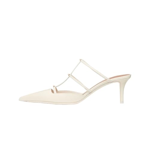 High Heels Damen Slingback Pumps Geschlossene Spitze Party Elegante Arbeit Pantoletten Schuhe 7 cm-White||36 von GXYHJVMFPSC