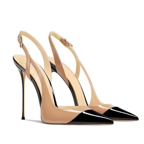 High Heels Damen Slingback Stiletto Sandalen Spitzschuh Colorblock Slip On Schnalle Kleid Party Pumps Schuhe 12 cm-apricot||40 High Heels Damen Slingback Stiletto Sandalen Spitzschuh Colorblock Slip On Schnalle Kleid Party Pumps Schuhe 12 cm-apricot||40 von GXYHJVMFPSC