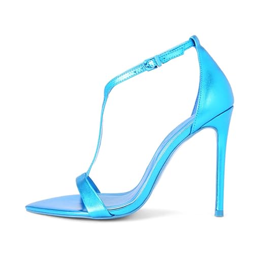 High Heels Damen Spitz Offene Zehen T-Riemen Sandalen Schnallen Stiletto Paty Hochzeitspumps Schuhe 12 cm-Blue||Numeric_4_Point_5 High Heels Damen Spitz Offene Zehen T-Riemen Sandalen Schnallen Stiletto Paty Hochzeitspumps Schuhe 12 cm-Blue||Numeric_4_Point_5 von GXYHJVMFPSC