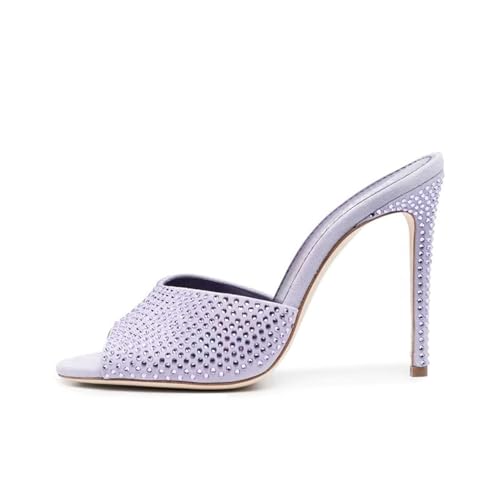 High Heels Damen Stiletto Peep Runde Zehen Pantoletten Slingback Slip-on Strass Wildleder Ballkleid Sandalen Schuhe 12 CM-Purple||40 High Heels Damen Stiletto Peep Runde Zehen Pantoletten Slingback Slip-on Strass Wildleder Ballkleid Sandalen Schuhe 12 CM-Purple||40 von GXYHJVMFPSC