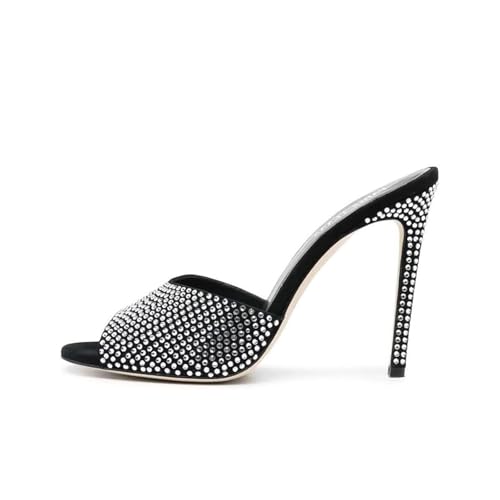 High Heels Damen Stiletto Peep Runde Zehen Pantoletten Slingback Slip-on Strass Wildleder Ballkleid Sandalen Schuhe 12 CM-black||38 High Heels Damen Stiletto Peep Runde Zehen Pantoletten Slingback Slip-on Strass Wildleder Ballkleid Sandalen Schuhe 12 CM-black||38 von GXYHJVMFPSC