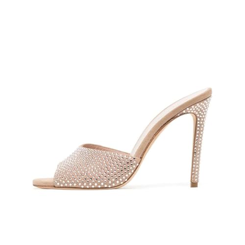 High Heels Damen Stiletto Peep Runde Zehen Pantoletten Slingback Slip-on Strass Wildleder Ballkleid Sandalen Schuhe 12 CM-nude||41 High Heels Damen Stiletto Peep Runde Zehen Pantoletten Slingback Slip-on Strass Wildleder Ballkleid Sandalen Schuhe 12 CM-nude||41 von GXYHJVMFPSC