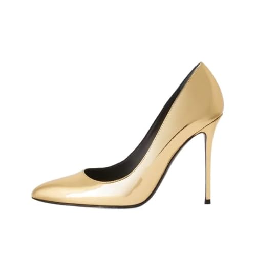 High Heels Damen Stilettos Geschlossene Spitze Lackleder Slip On Pumps Abend Party Abendschuhe 12CM-Gold||41 High Heels Damen Stilettos Geschlossene Spitze Lackleder Slip On Pumps Abend Party Abendschuhe 12CM-Gold||41 von GXYHJVMFPSC