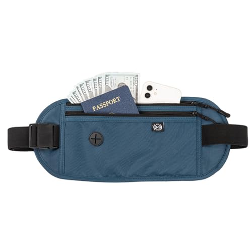 Geldgürtel für Damen und Herren, Geldgürtel Bauchtasche, zum Reisen Flach, Versteckte Geldgürtel Reise Tasche Taille Gürteltasche Mit RFID-Blocker Geldbörse unter der Kleidung, für Reisepass und Handy von GYCAQAC
