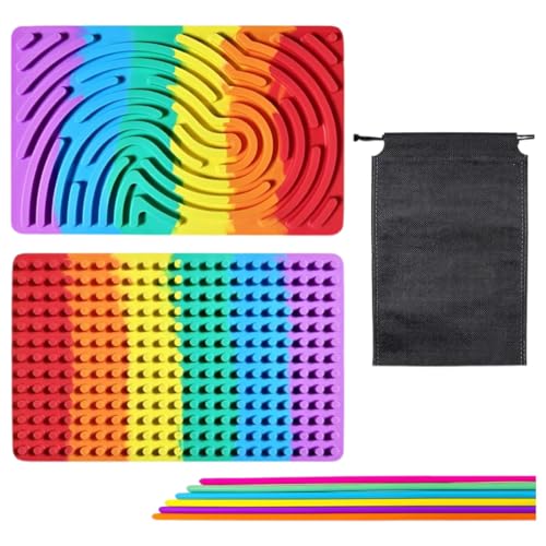 Sensorik Activity Board, mit Reisetasche&11 Zubehör Schnüren, Autismus Spielzeug, Silikon Sensory Fidget Spiel Toys, Doppelseitiges Sensorisches Spielzeug zur Autismus für Kinder ab 3 Jahr&Erwachsene von GYCAQAC